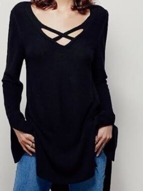 FREE PEOPLE Criss-Cross Tunic Sweater